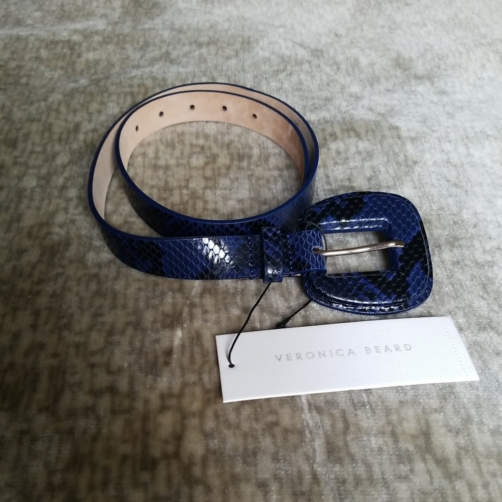 Veronica Beard Womens Elsy Snake Indigo 1" Belt